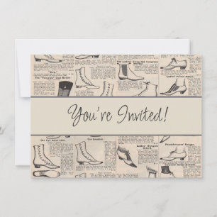 Invitación Catálogo de publicidad de zapatos antiguos