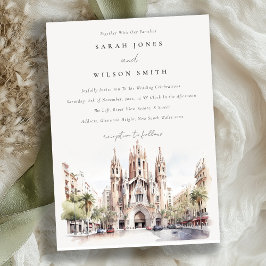 Invitación Catedral de Barcelona Boda de Acuarela de España
