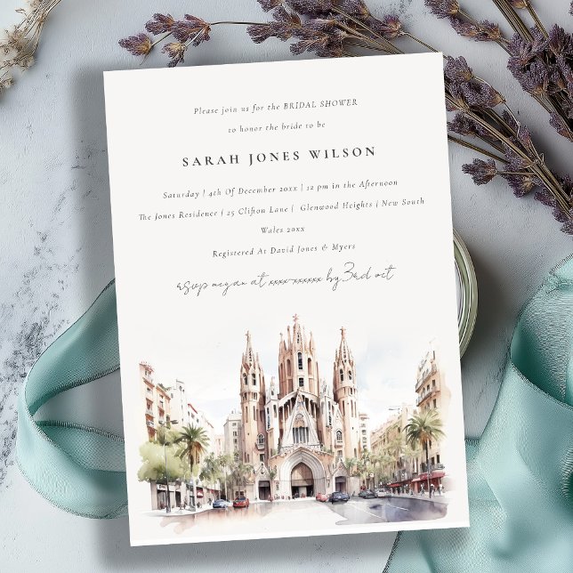 Invitación Catedral de Barcelona España Bridal Shower (Subido por el creador)