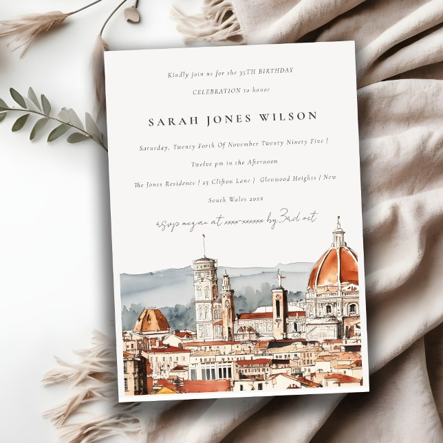Invitación Catedral de Florencia Italia acuarela Cumpleaños (Subido por el creador)