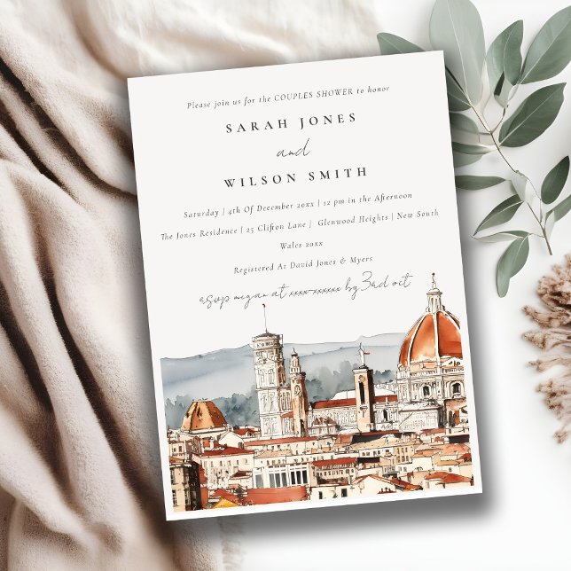 Invitación Catedral de Florencia Italia Watercolor Couples Du (Subido por el creador)