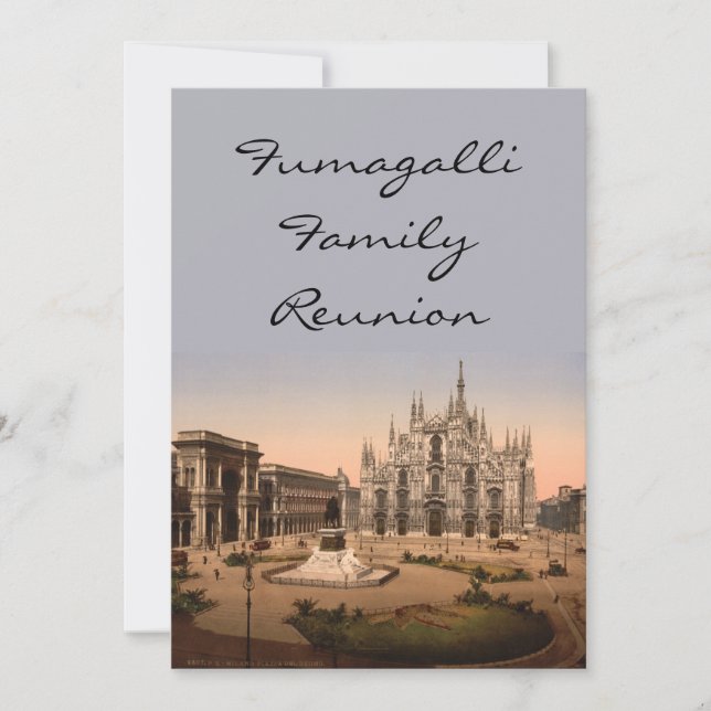 Invitación Catedral de Milán y Piazza, Lombardía, Italia (Anverso)