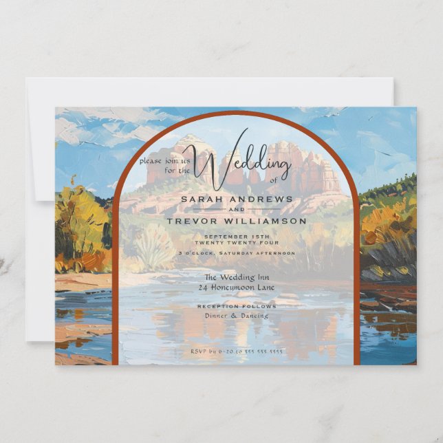 Invitación Catedral de roca roja de Sedona Arizona (Anverso)