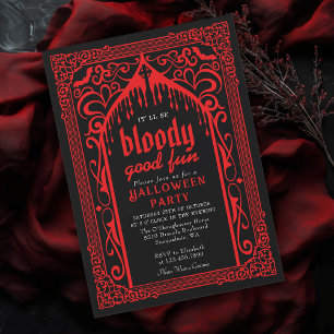 Invitación Catedral de Vampiros Góticos Roja Halloween