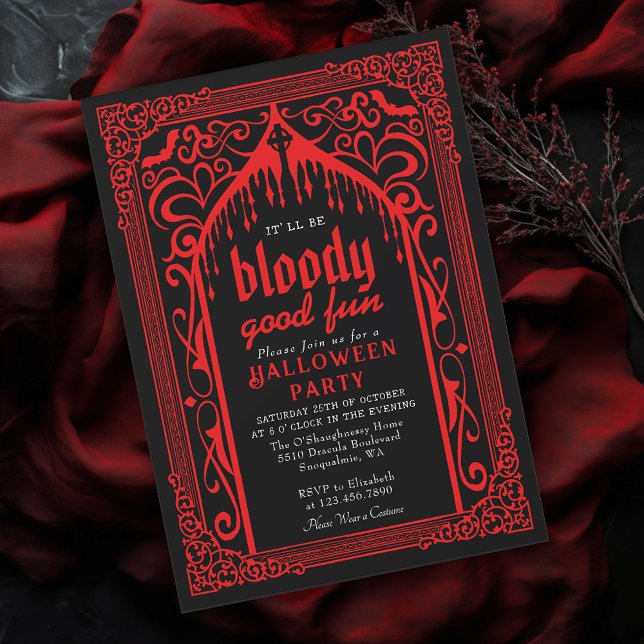 Invitación Catedral de Vampiros Góticos Roja Halloween (Subido por el creador)
