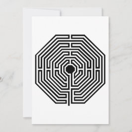 Invitación Catedral del Laberinto de Amiens en blanco y negro