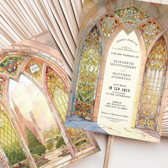Invitación Catedral Gótica Boda de Cristal Manchado (Subido por el creador)
