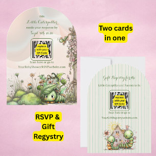 Invitación Caterpillar Baby Shower Código QR RSVP/Registro de