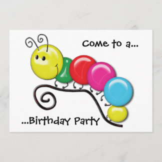 Invitación Caterpillar en una fiesta de cumpleaños de la