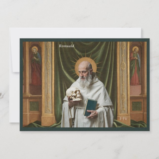 Invitación Catholic Art Holy Card | Saint Romuald (Anverso)