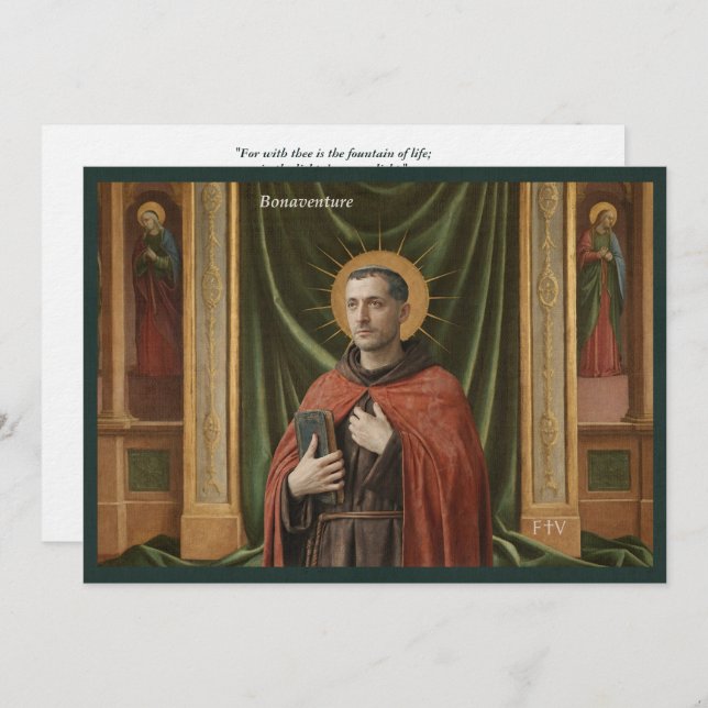 Invitación Catholic Art Postcard | Saint Bonaventure (Anverso / Reverso)