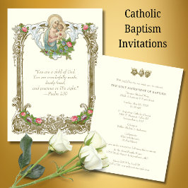 Invitación Catholic Baptism Christening Mary Jesus