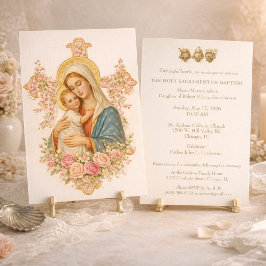 Invitación Catholic Baptism Christening Mary Jesus