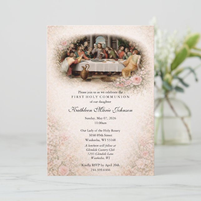 Invitación Catholic Jesus First Communion Invitations (Anverso de pie)