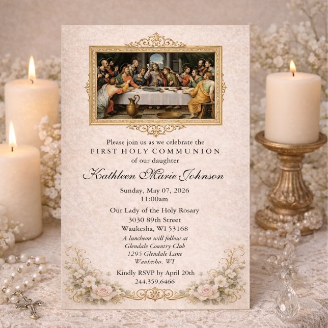 Invitación Catholic Jesus Girl First Communion Invitations (Subido por el creador)