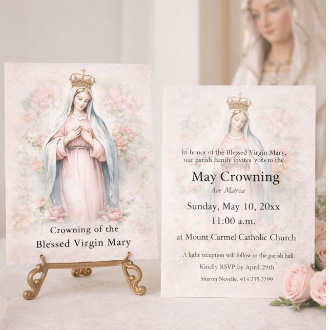 Invitación Catholic May Crowning Invitation Blessed Mary (Subido por el creador)