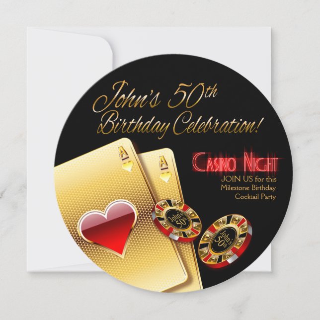 Invitación Cathy Vegas Casino Night 50th Birthday Party (Anverso)