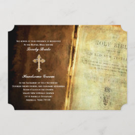 Invitación católica de la boda de la cruz del oro
