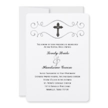 Invitación católica elegante de la boda de la cruz