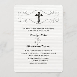 Invitación católica elegante de la boda de la cruz