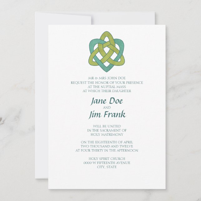 Invitación católica formal céltica de la boda (Anverso)