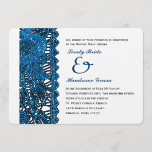Invitación católica Spangled azul de la boda del