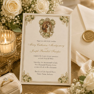 Invitación Católica Tradicional para Boda en Misa