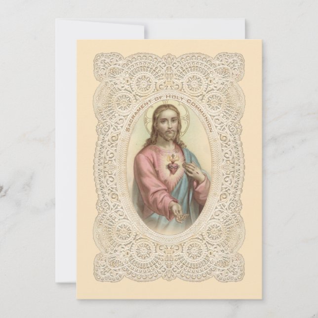 Invitación Católica Vintage Primera Comunión (Anverso)