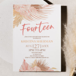 Invitación Catorce Boho Pink Floral 14th Birthday Party
