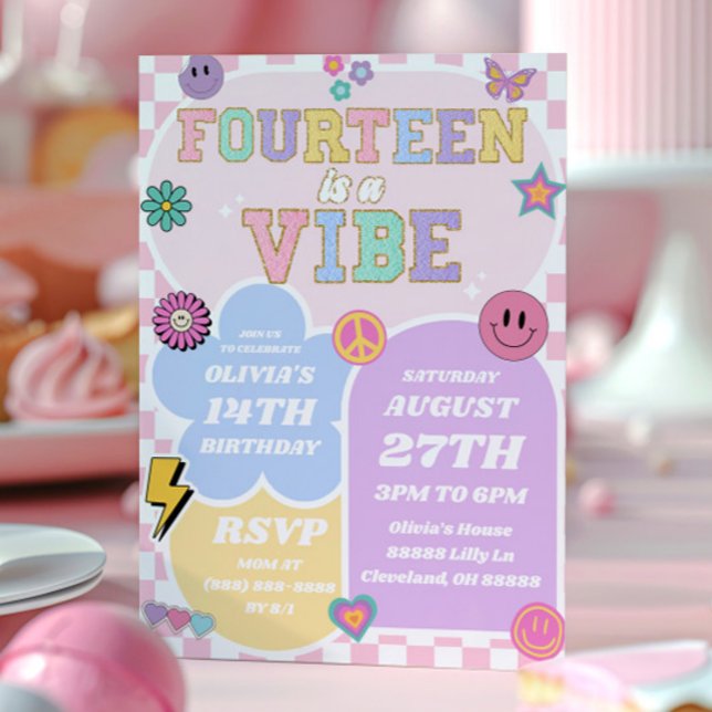 Invitación Catorce es una Vibe Patch 14ª fiesta de cumpleaños (Subido por el creador)