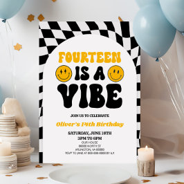 Invitación Catorce es una Vibe Retro Primera Fiesta de Cumple