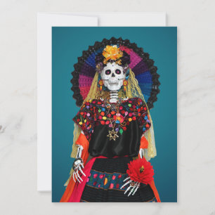 Invitación Catrina elegante en traje tradicional mexicano