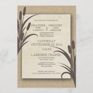 Invitación Cattails Rustic Lake Boda