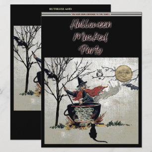 Invitación Cauldron de bruja de la Fiesta enmascarada de Hall