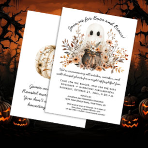 Invitación Cauldrón fantasma lindo fiesta de Halloween de oto