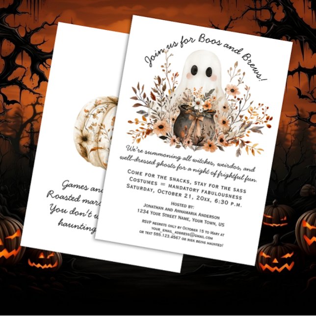 Invitación Cauldrón fantasma lindo fiesta de Halloween de oto (Subido por el creador)