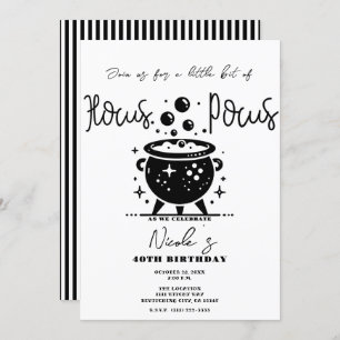 Invitación Cauldron Halloween de Bruja Negra y Blanca Cumplea