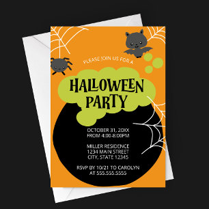 Invitación Cauldron Kid, la fiesta de Halloween de la bruja p