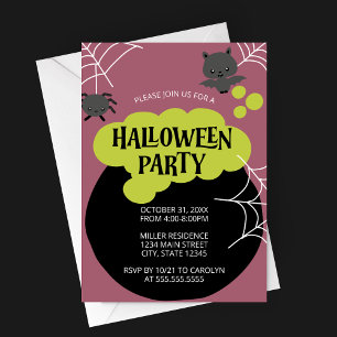 Invitación Cauldron Kid, la fiesta de Halloween de la bruja p