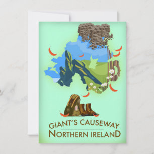Invitación Causeyway de los Gigantes cartel de viaje mapa Irl