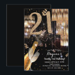 Invitación Cava Champagne Glitter Dorado 21 Cumpleaños 21<br><div class="desc">Personalizar para cualquier evento</div>