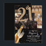 Invitación Cava Champagne Glitter Dorado 21 Cumpleaños 21<br><div class="desc">Personalizar para cualquier evento</div>