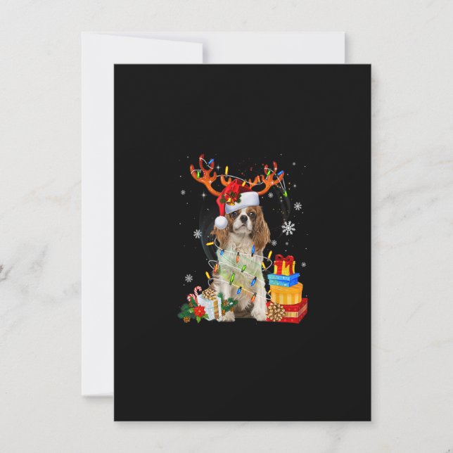 Invitación Cavalier King Charles Navidades Spaniel Reindeer S (Anverso)