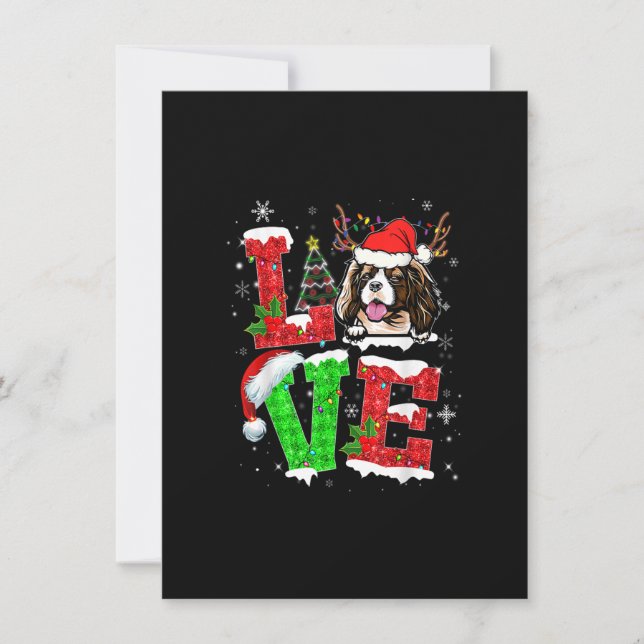 Invitación Cavalier King Charles Spaniel Dog Tree Navidades L (Anverso)