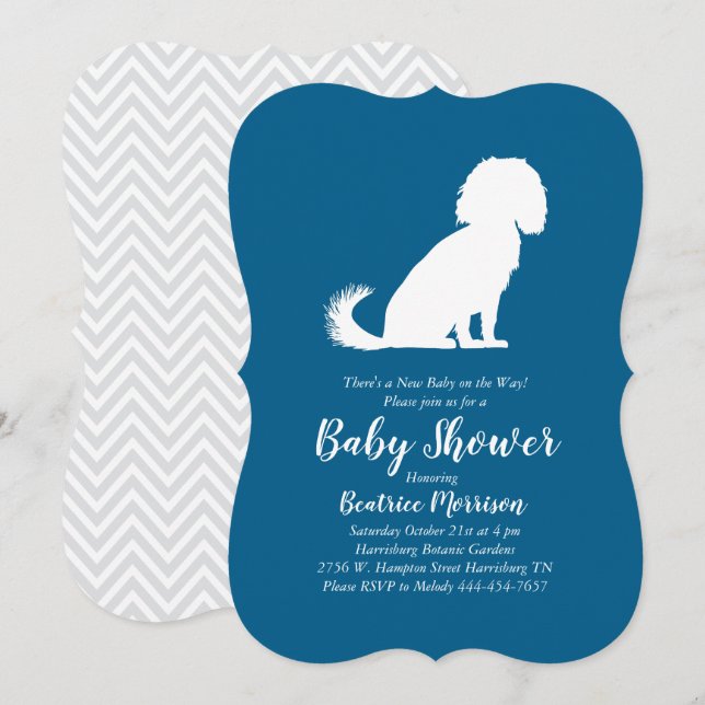 Invitación Cavalier King Charles Spaniel Perro Baby Shower Bo (Anverso / Reverso)