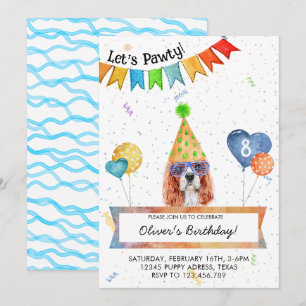 Invitación Cavalier Spaniel Deja Fiesta De Cumpleaños De Perr