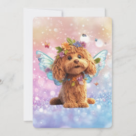 Invitación Cavapoo Cavoodle Angel Fairy Birthday