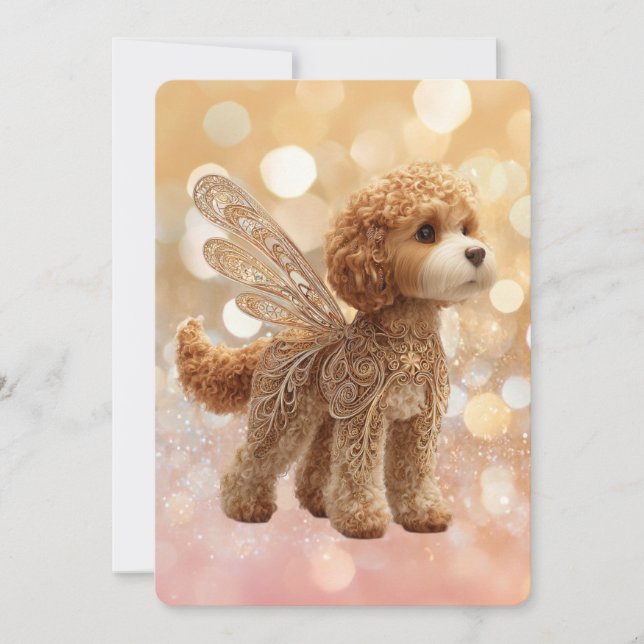 Invitación Cavapoo Cavoodle Angel Fairy Birthday (Anverso)