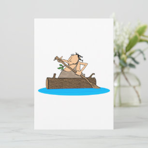 Invitación Caveman En Una Canoa