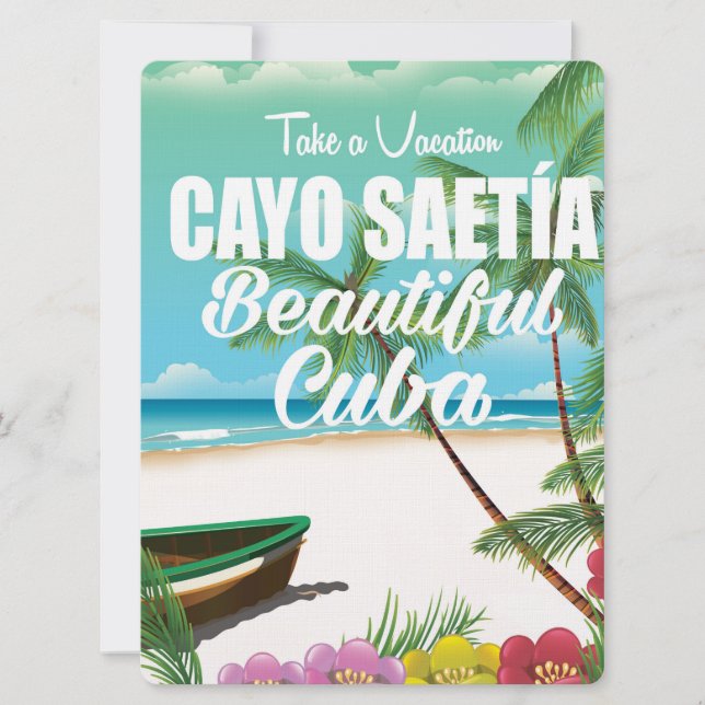 Invitación Cayo Saetía Cuba poster de vacaciones (Anverso)
